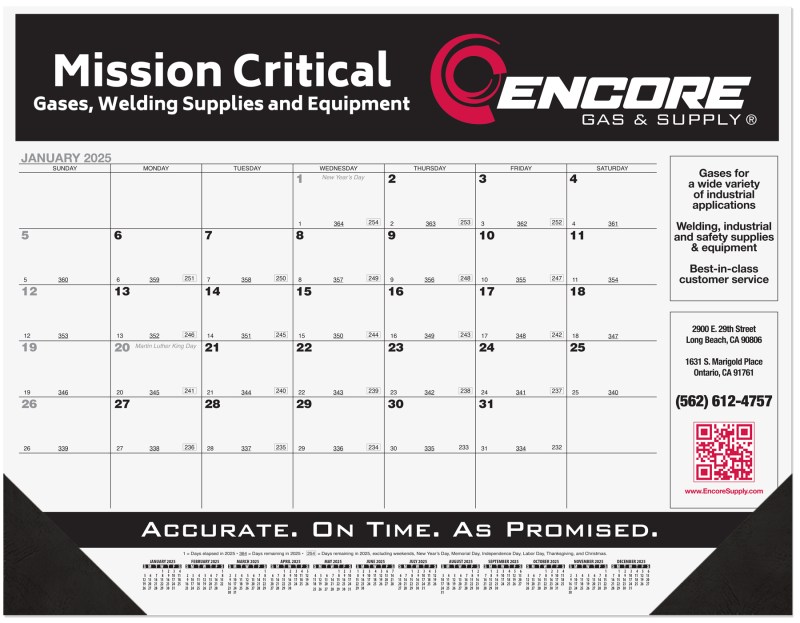 Black Calendar Desk Pad w/Julian & Contractor Dates - 2 Color Imprint 1 Black Calendar Desk Pad w/Julian & Contractor Dates - 2 Color Imprint 1