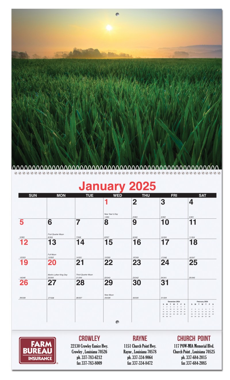 Agriculture Monthly Wall Calendar w/Coil Binding (10 5/8"x 18 ¼") 1 Agriculture Monthly Wall Calendar w/Coil Binding (10 5/8"x 18 ¼") 1