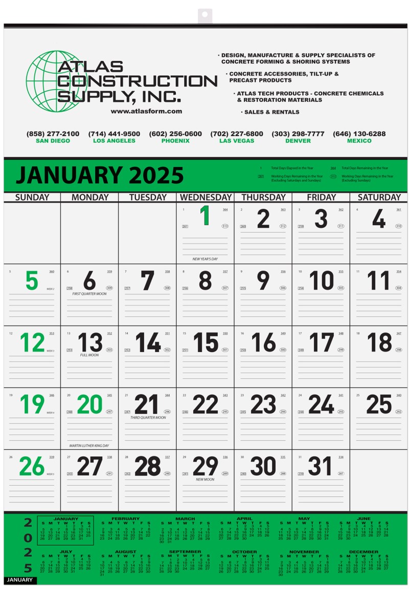 Green Contractor Calendar w/2 Color Imprint (18"x 25") 1 Green Contractor Calendar w/2 Color Imprint (18"x 25") 1