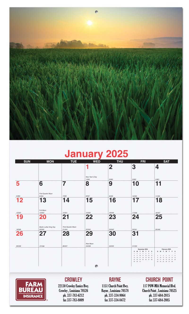 Agriculture Monthly Wall Calendar w/Staple Binding (10 5/8"x 18 ¼") 1 Agriculture Monthly Wall Calendar w/Staple Binding (10 5/8"x 18 ¼") 1
