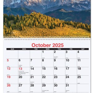 Peaceful Peaks Monthly Wall Calendar w/Coil Binding (10 5/8"x18¼") 1 Peaceful Peaks Monthly Wall Calendar w/Coil Binding (10 5/8"x18¼") 1