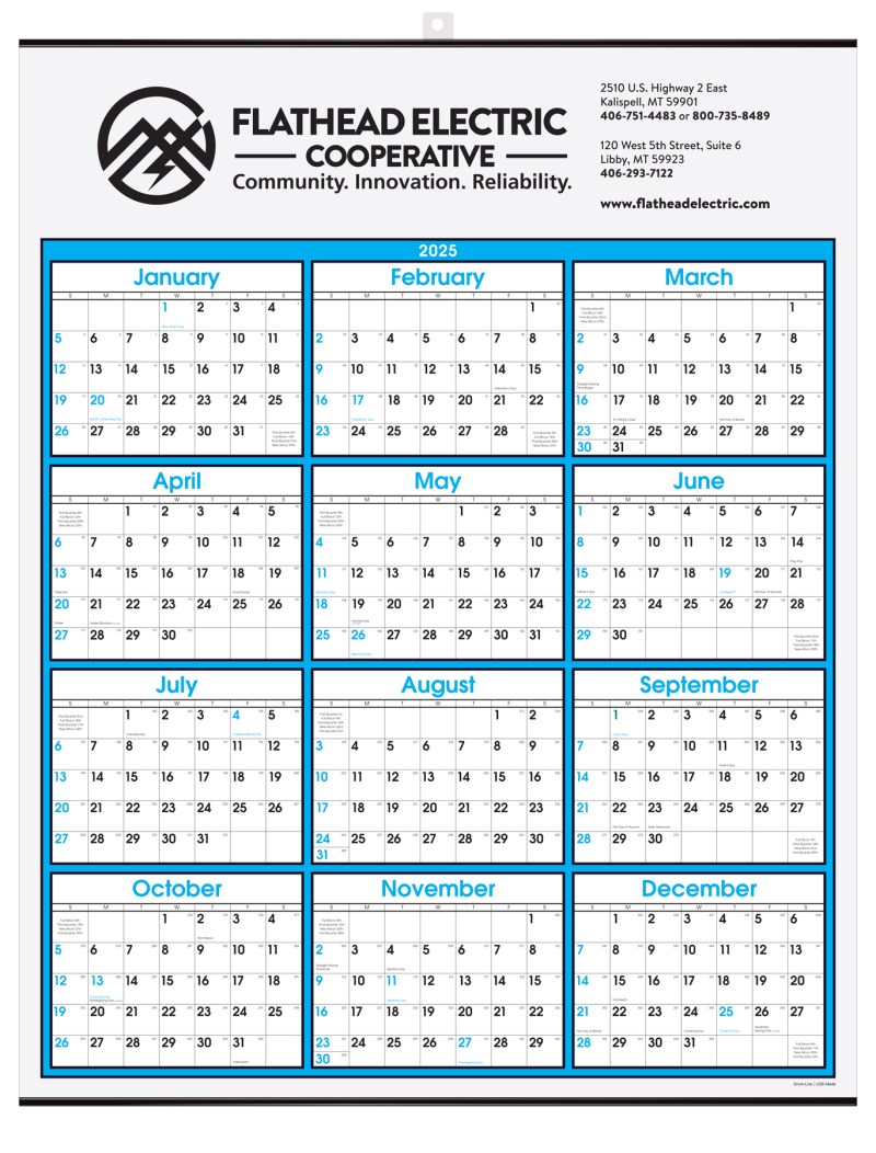 Blue Border Modern Yearly Calendar w/Top Imprint 1 Blue Border Modern Yearly Calendar w/Top Imprint 1