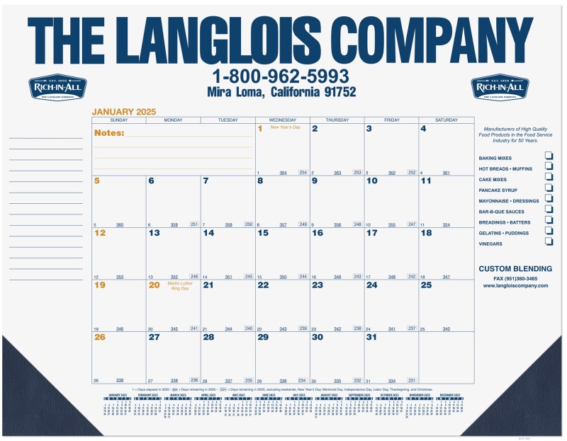 Blue & Gold Calendar Desk Pad w/One Color Imprint (21¾" x 17") 1 Blue & Gold Calendar Desk Pad w/One Color Imprint (21¾" x 17") 1