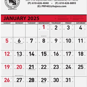Red Contractor Calendar w/1 Color Imprint (18"x 25") 1 Red Contractor Calendar w/1 Color Imprint (18"x 25") 1