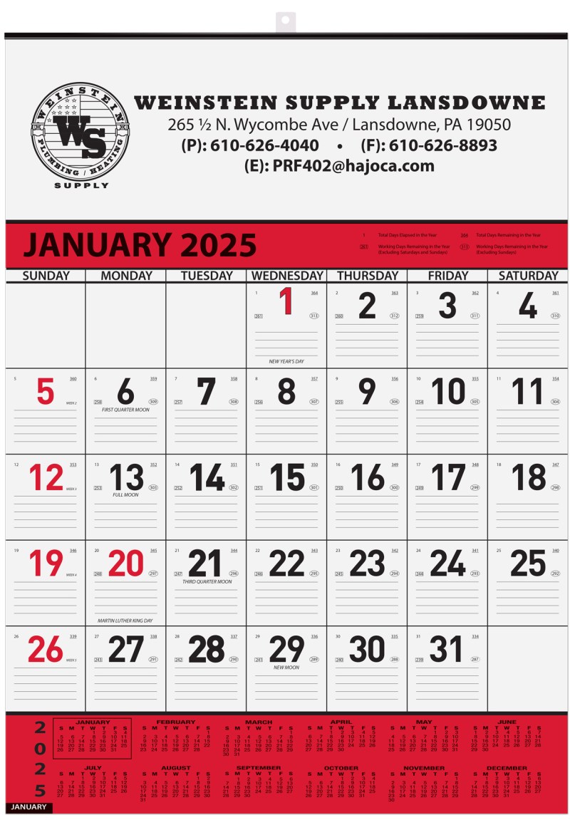 Red Contractor Calendar w/1 Color Imprint (18"x 25") 1 Red Contractor Calendar w/1 Color Imprint (18"x 25") 1