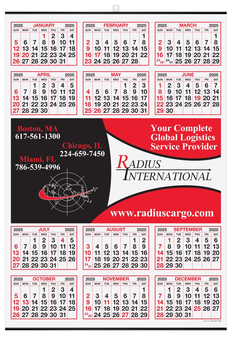 Year-at-a-Glance Calendar w/Center Imprint 1 Year-at-a-Glance Calendar w/Center Imprint 1