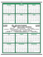 Green Border Modern Yearly Calendar w/Center Imprint 1 Green Border Modern Yearly Calendar w/Center Imprint 1