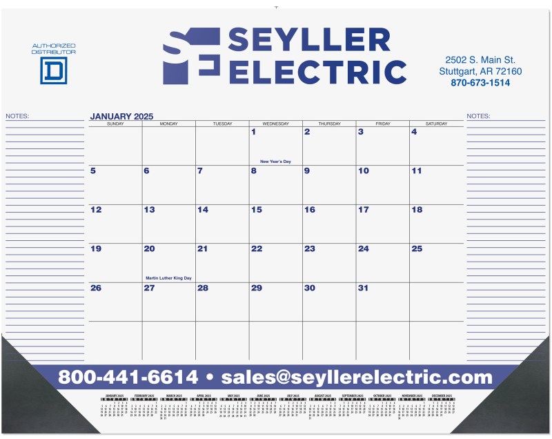 Blue & Black 13 Month Calendar Desk Pad w/1 Color Imprint (21 ¾"x 17") 1 Blue & Black 13 Month Calendar Desk Pad w/1 Color Imprint (21 ¾"x 17") 1