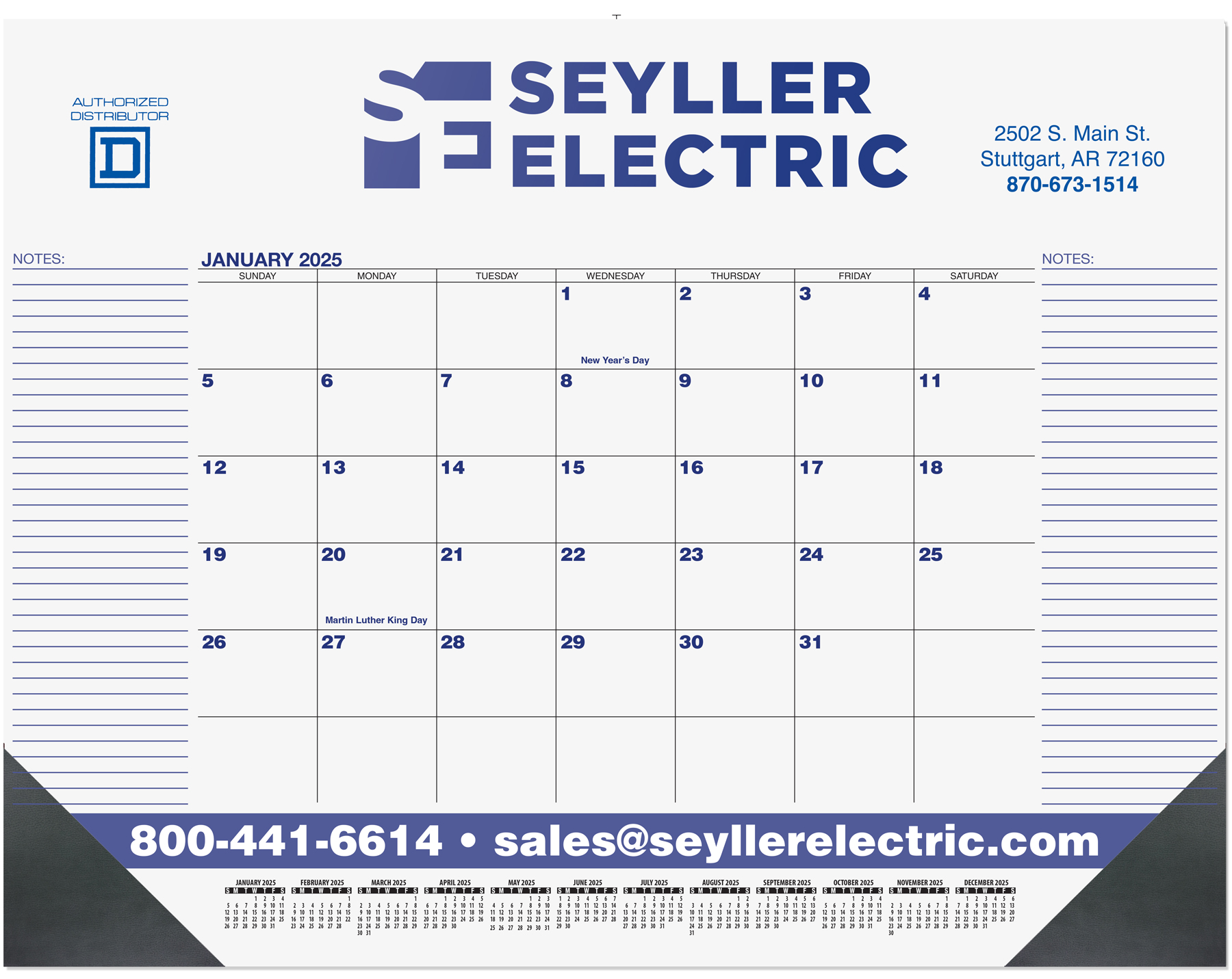 Blue & Black 13 Month Calendar Desk Pad w/1 Color Imprint (21 ¾"x 17") 1