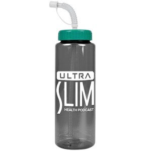 32 Oz. Transparent Guzzler Sports Bottle w/Straw Lid 1 32 Oz. Transparent Guzzler Sports Bottle w/Straw Lid 1
