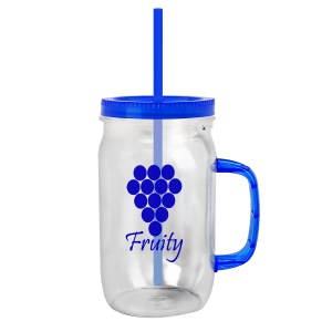 27 Oz. Clear Mason Jar w/Straw Lid & Handle 1 27 Oz. Clear Mason Jar w/Straw Lid & Handle 1