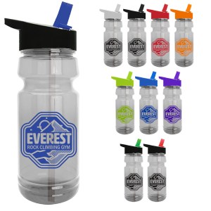 The Trainer - 24 oz. Clear Sports Bottle with Flip Straw lid 1 The Trainer - 24 oz. Clear Sports Bottle with Flip Straw lid 1
