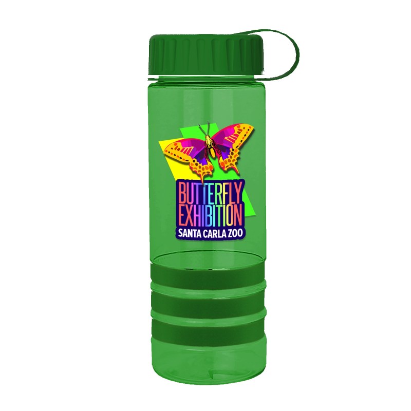 24 Oz. Sergeant Transparent Sports Bottle w/Grip Stripes & Tethered Lid 1 24 Oz. Sergeant Transparent Sports Bottle w/Grip Stripes & Tethered Lid 1