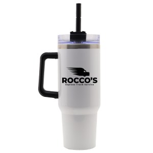 The Trek - 40 oz. Extra Large Stainless Steel Mug with Handle and Straw 1 The Trek - 40 oz. Extra Large Stainless Steel Mug with Handle and Straw 1