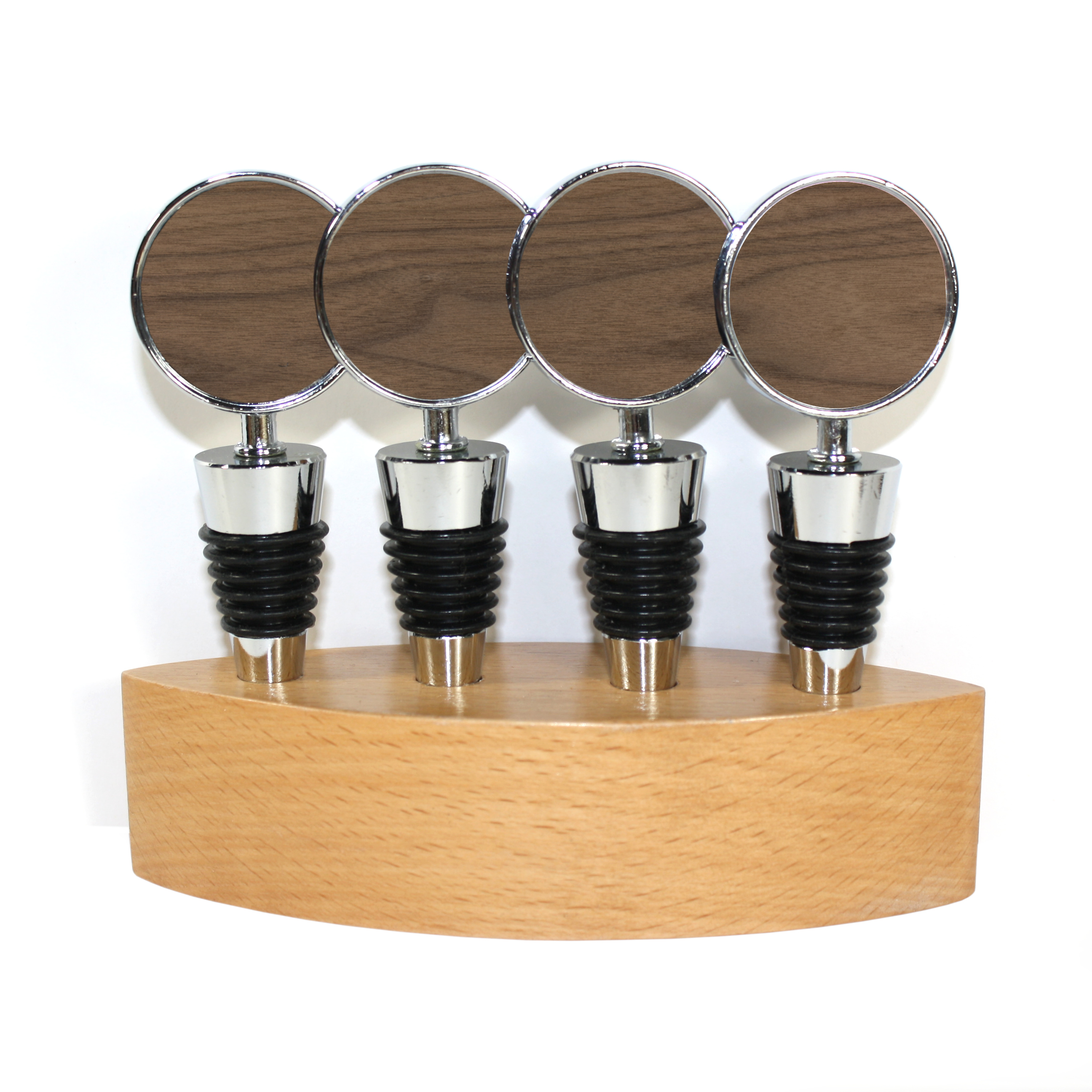 Wooden Cone Style Wine Bottle Stopper & Stand (BITTERROOT) 1