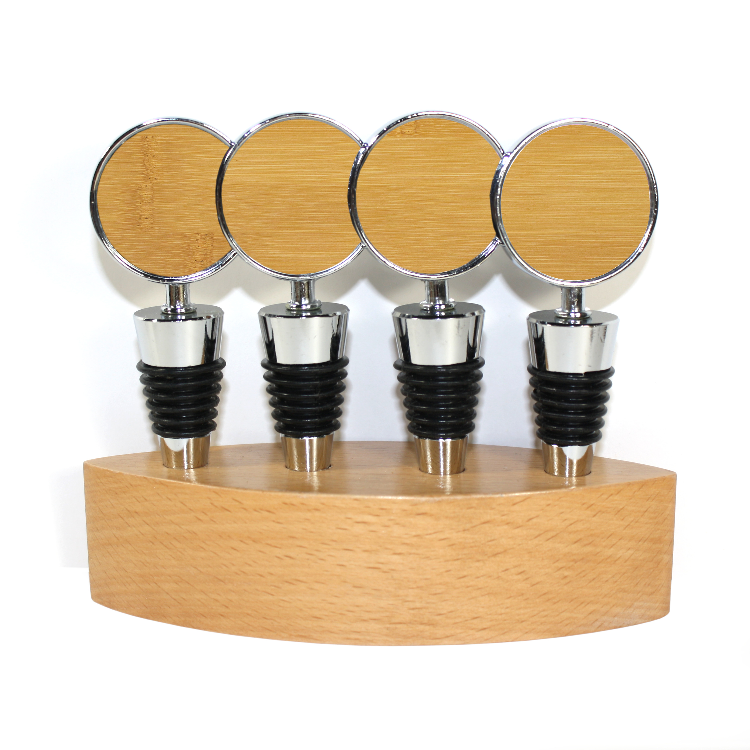 Wooden Cone Style Wine Bottle Stopper & Stand (BITTERROOT) 1