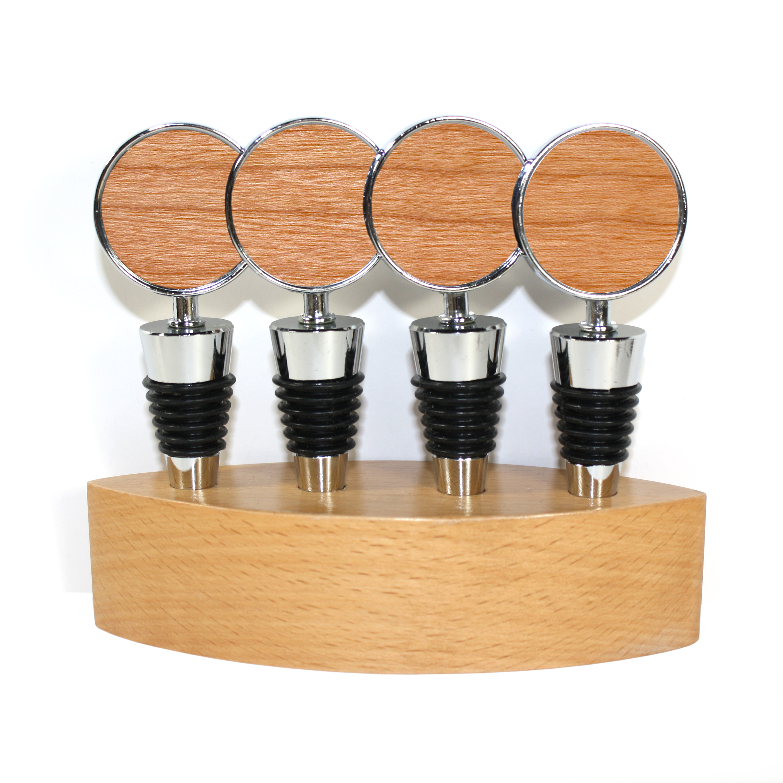 Wooden Cone Style Wine Bottle Stopper & Stand (BITTERROOT) 1