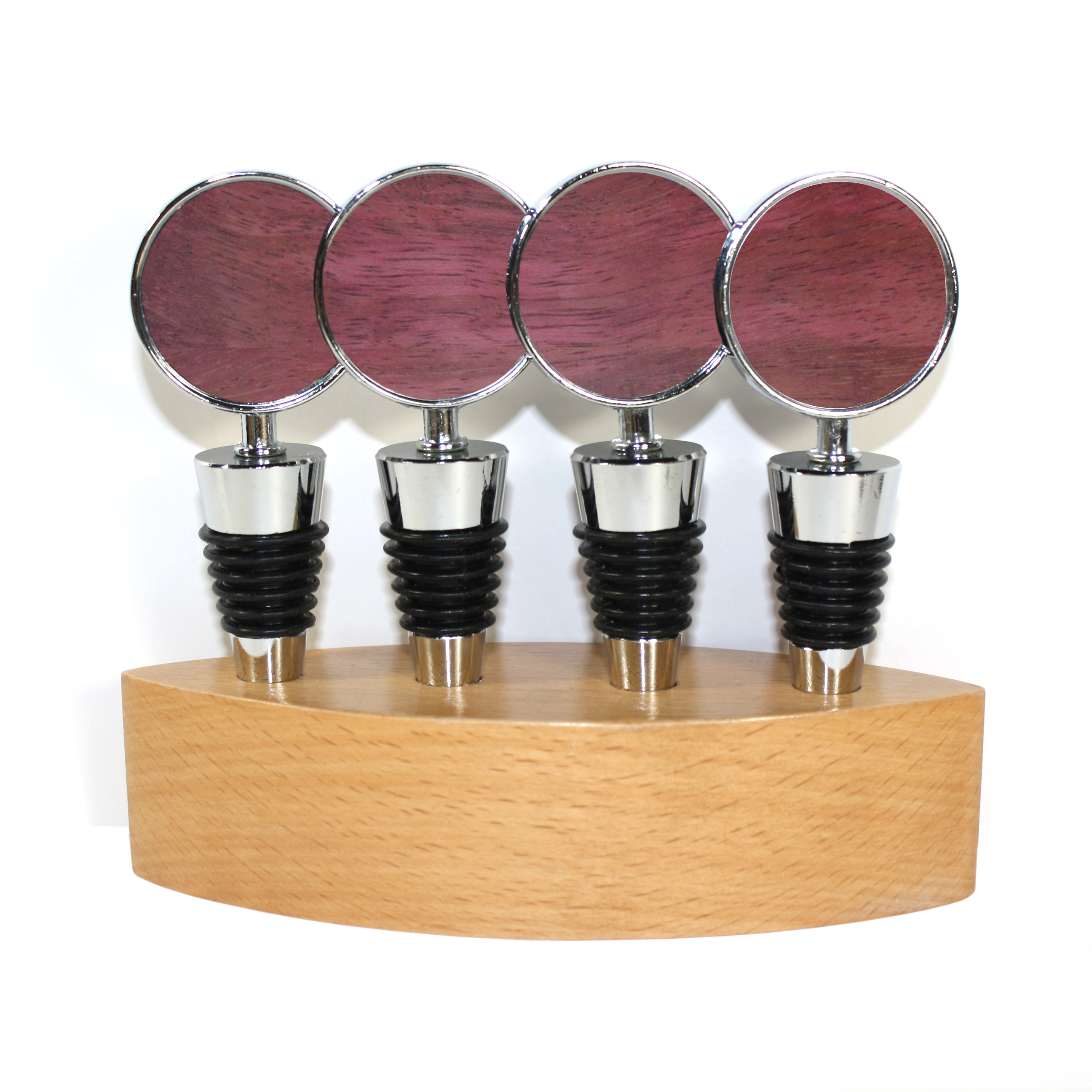 Wooden Cone Style Wine Bottle Stopper & Stand (BITTERROOT) 1