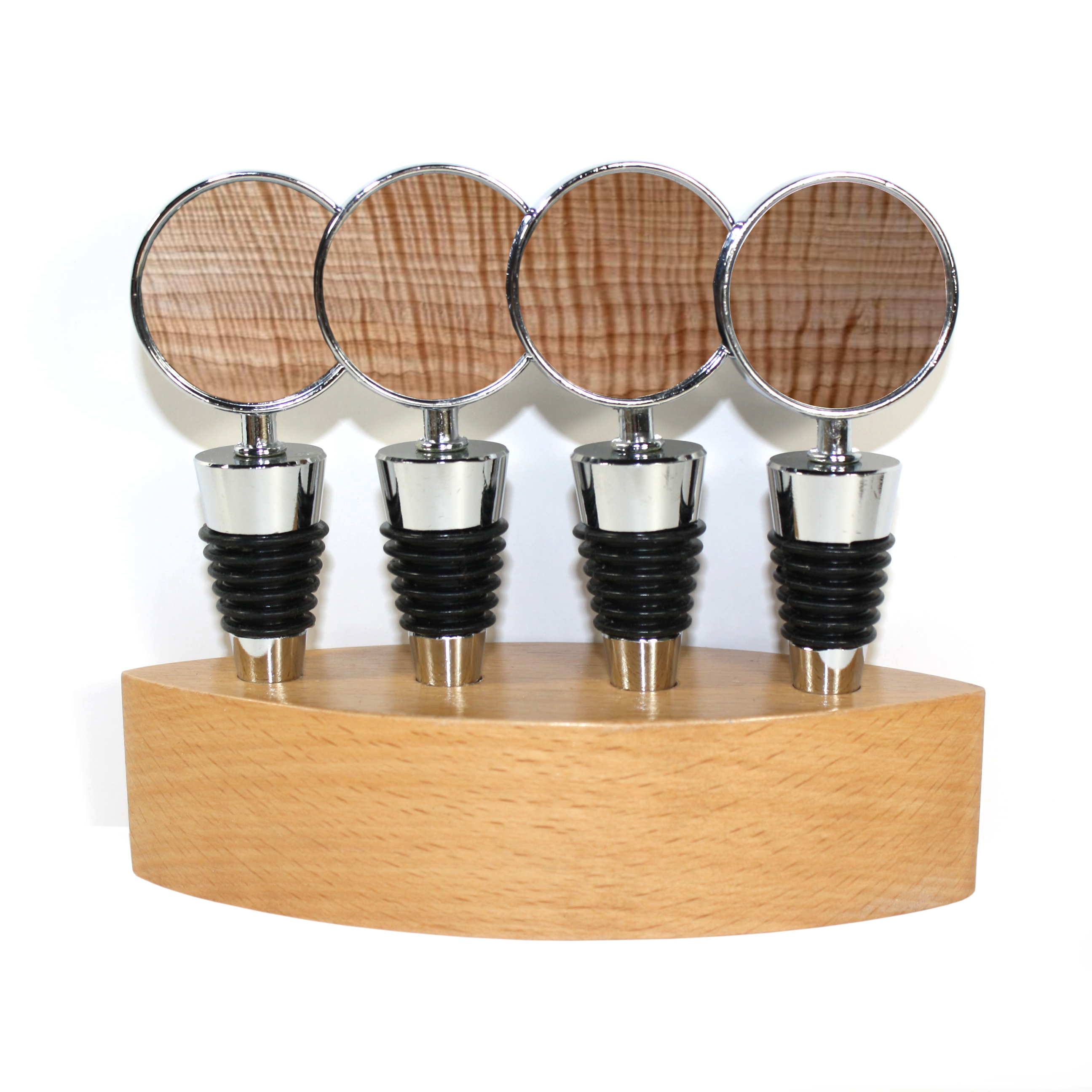 Wooden Cone Style Wine Bottle Stopper & Stand (BITTERROOT) 1