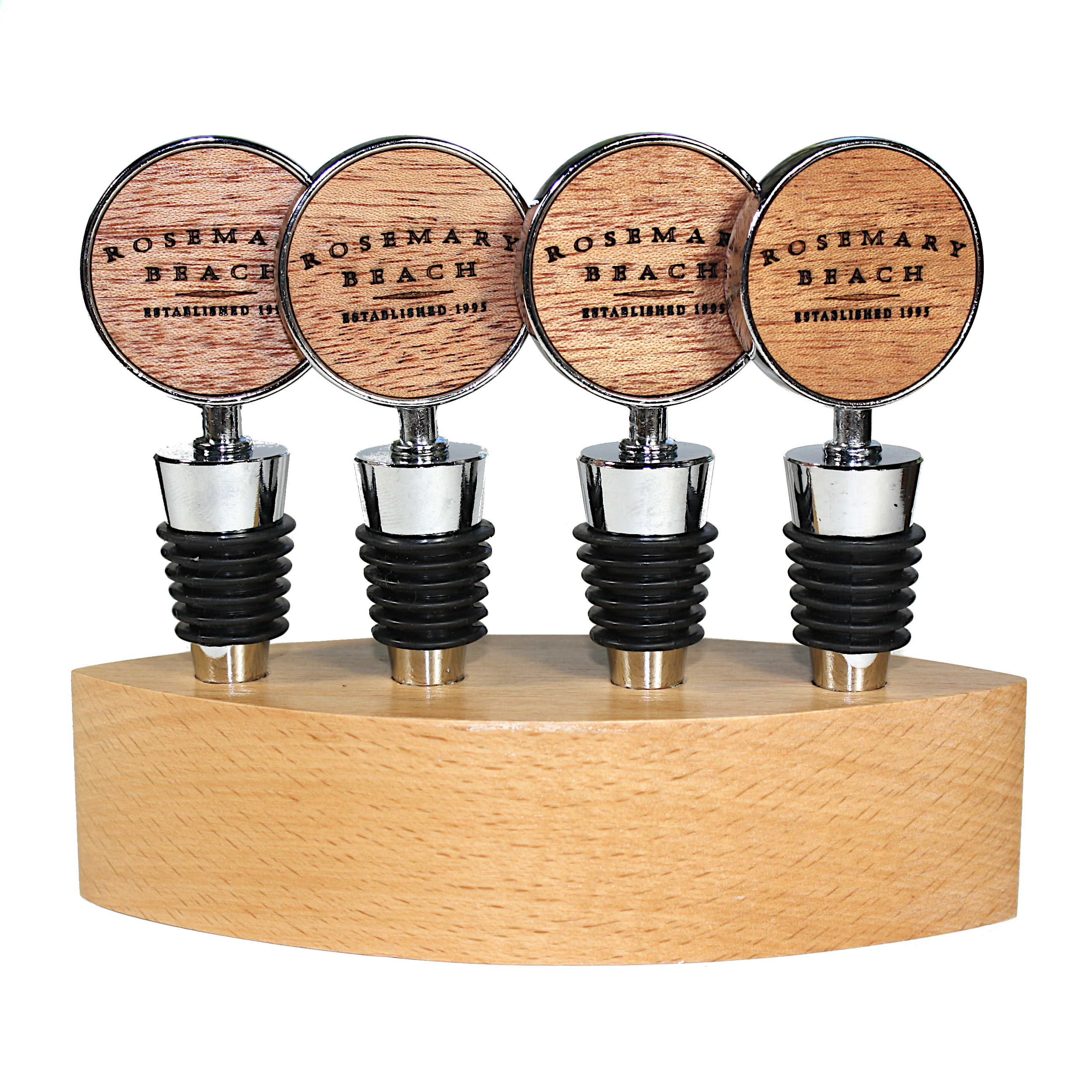 Wooden Cone Style Wine Bottle Stopper & Stand (BITTERROOT) 1