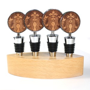 Wooden Cone Style Wine Bottle Stopper & Stand (BITTERROOT) 1 Wooden Cone Style Wine Bottle Stopper & Stand (BITTERROOT) 1