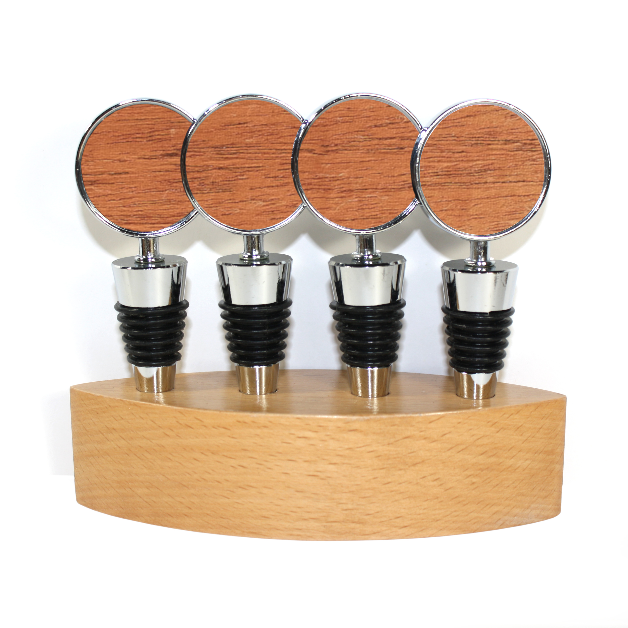 Wooden Cone Style Wine Bottle Stopper & Stand (BITTERROOT) 1