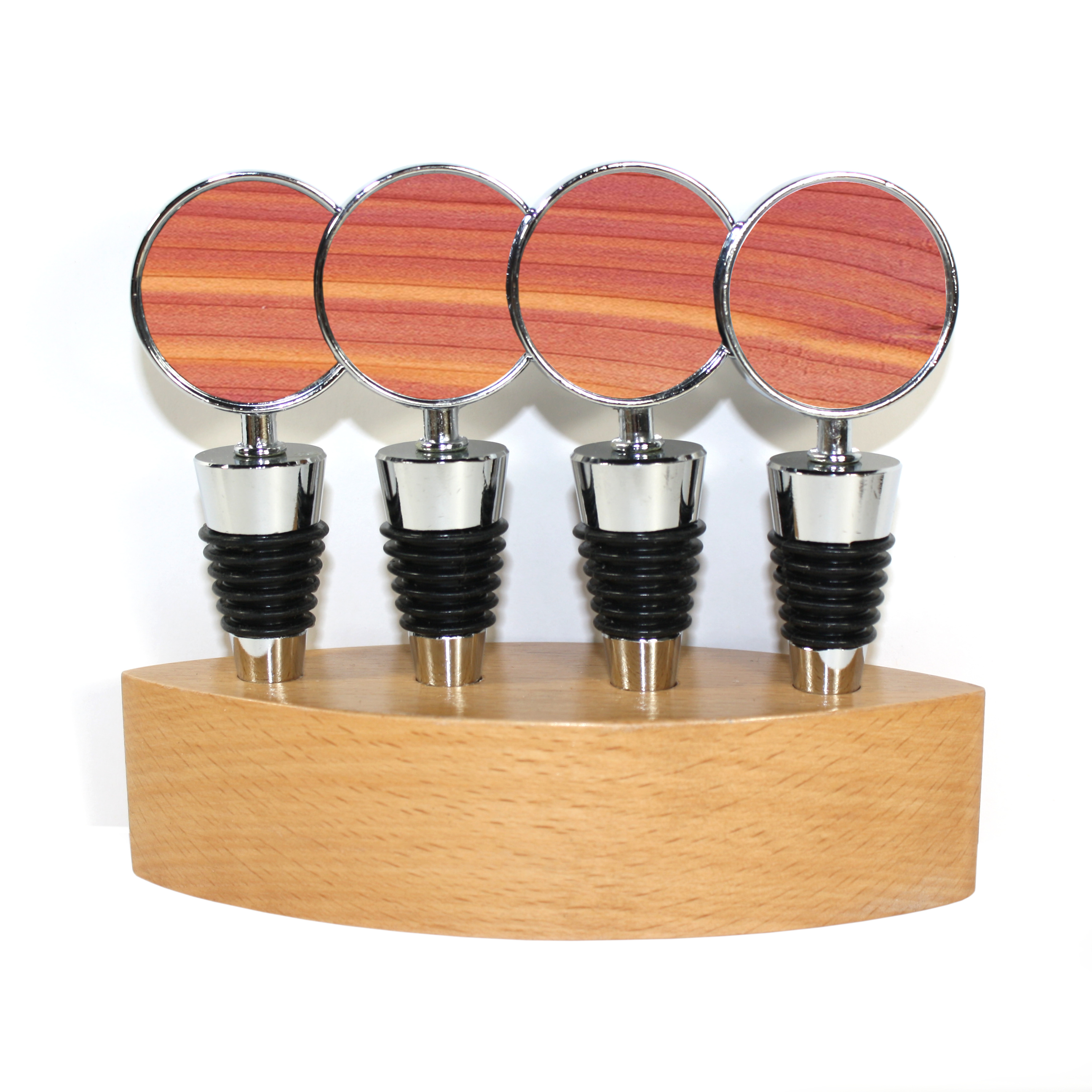 Wooden Cone Style Wine Bottle Stopper & Stand (BITTERROOT) 1