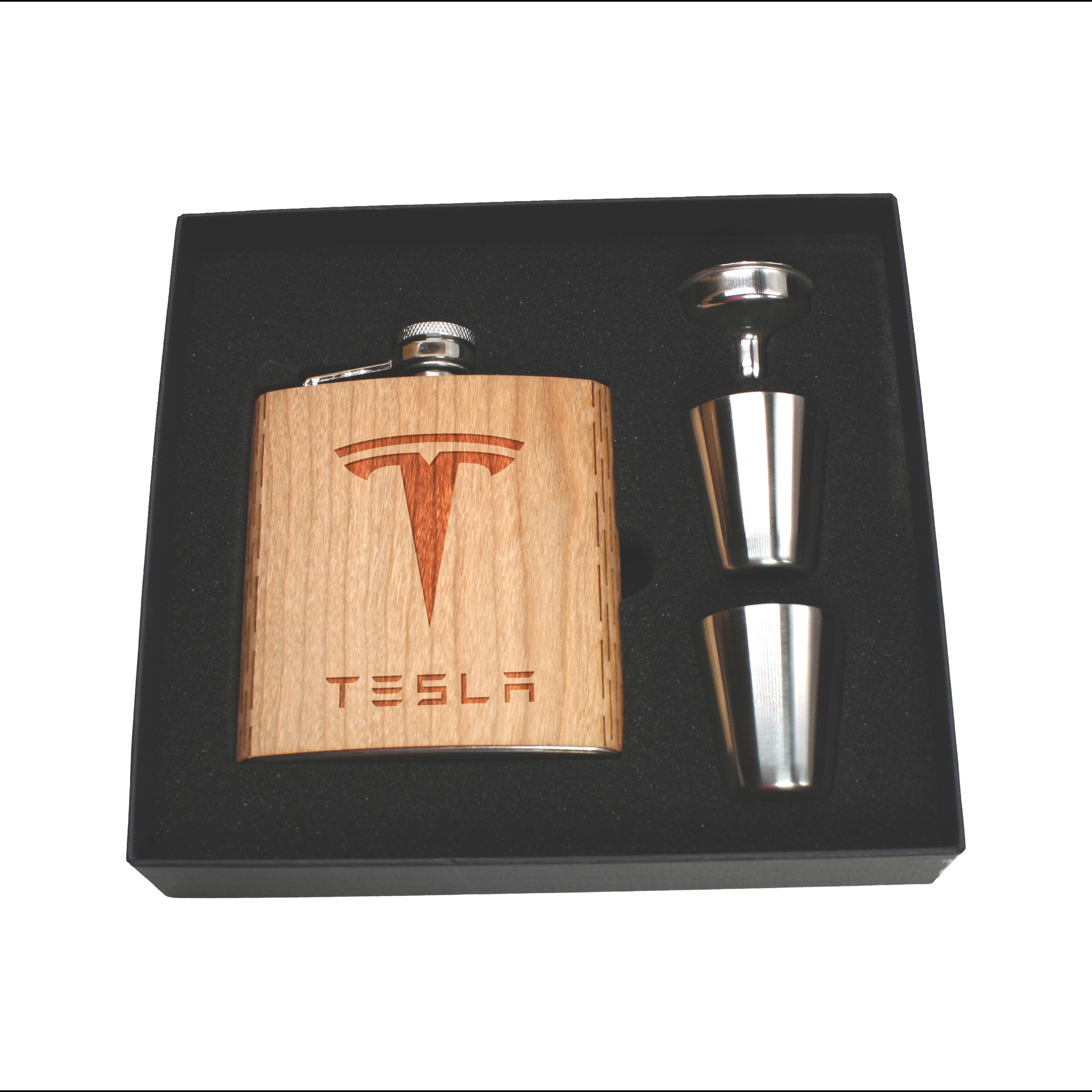 6 Oz. Wooden Hip Flask & Gift Box with Stainless Steel Accessories (CORVALIS) 1