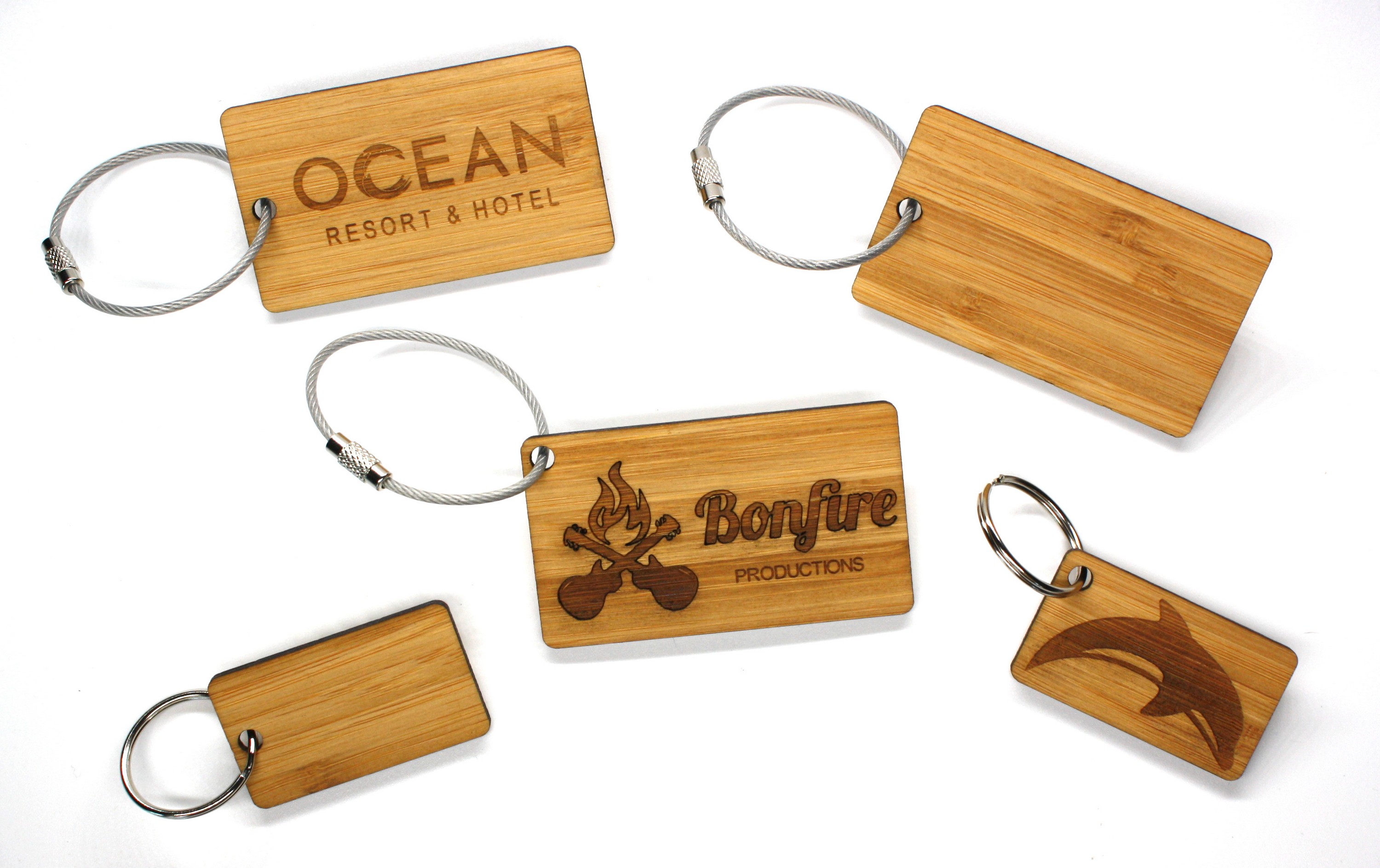 Large Wooden Keychain in Solid Bamboo 1