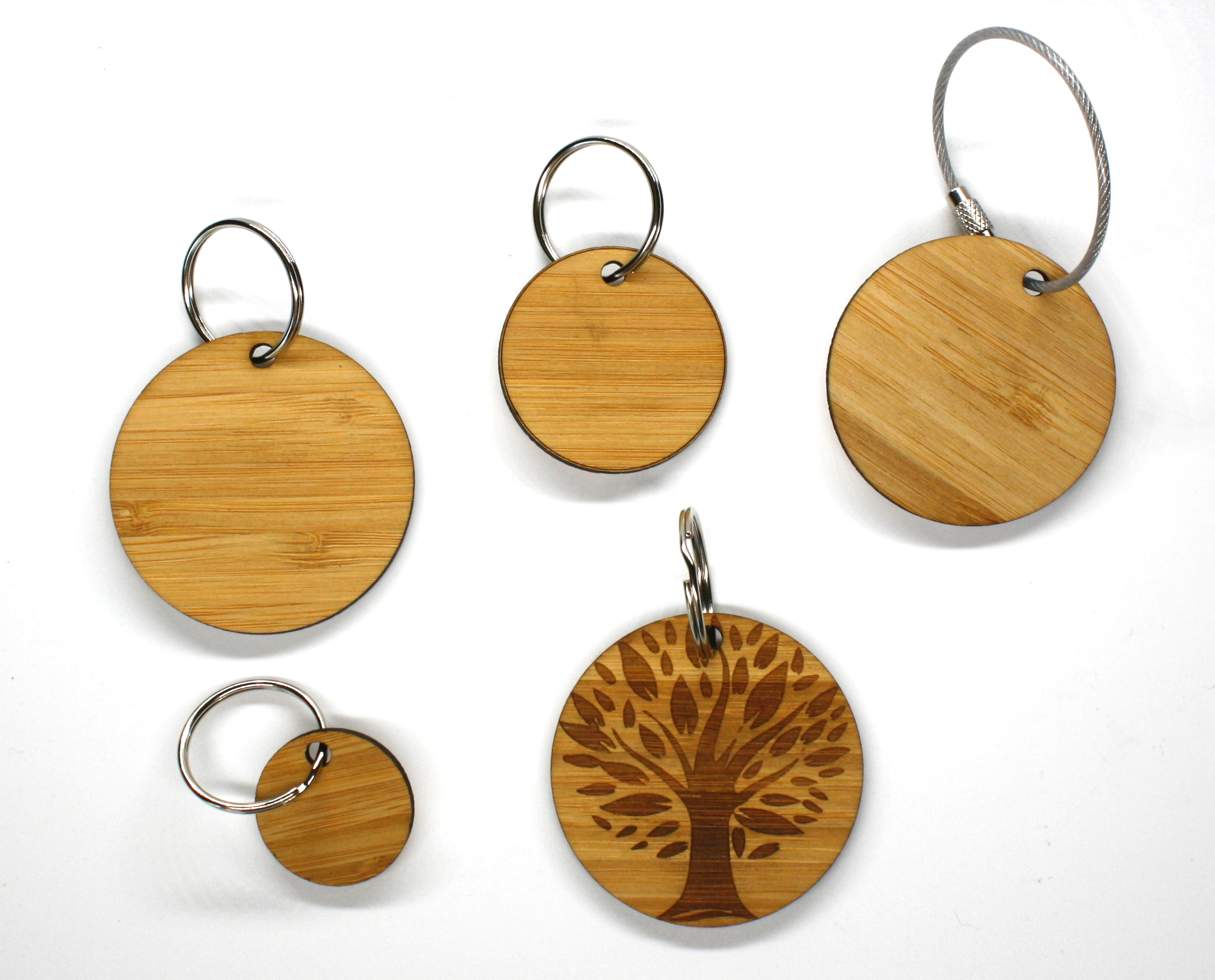 Large Wooden Keychain in Solid Bamboo 1
