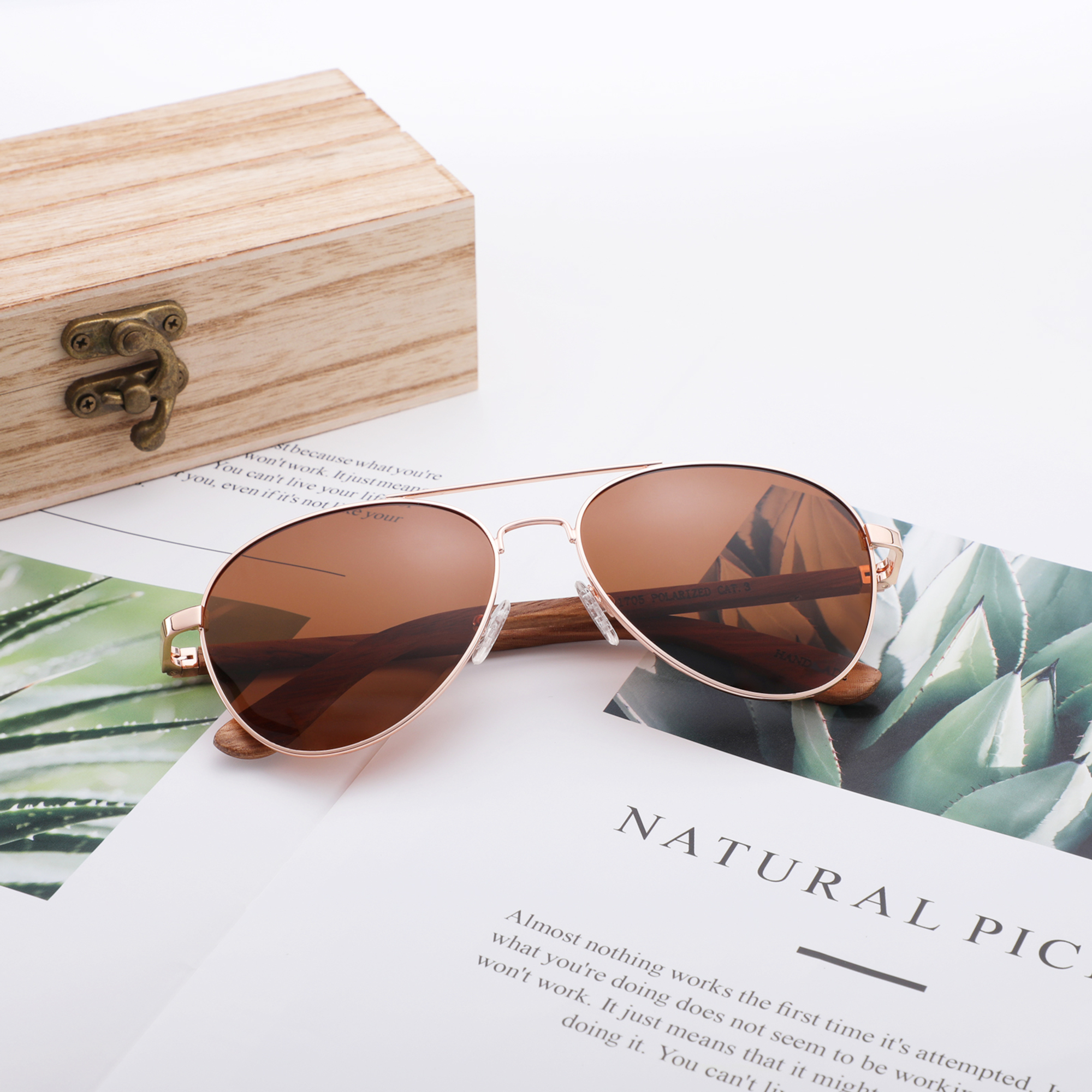 Wooden Classic Aviator Series Ebony, Zebra & Rosewood Sunglasses (SNOQUALMIE) 2