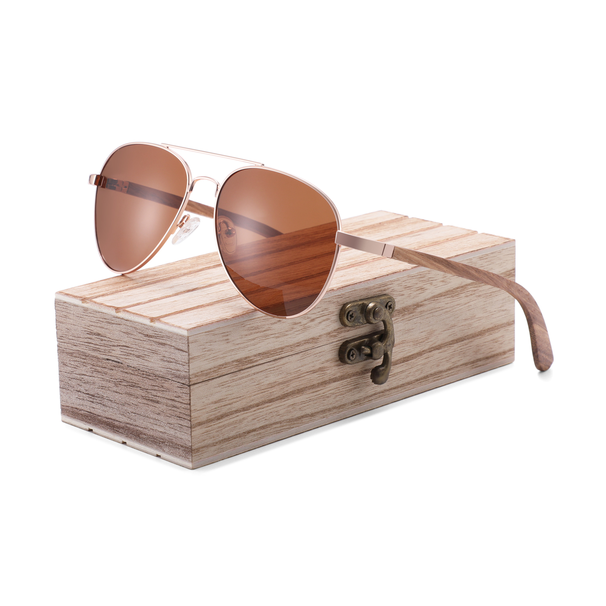 Wooden Classic Aviator Series Ebony, Zebra & Rosewood Sunglasses (SNOQUALMIE) 2