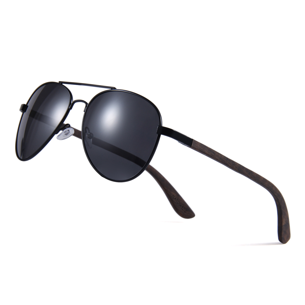 Wooden Classic Aviator Series Ebony, Zebra & Rosewood Sunglasses (SNOQUALMIE) 2