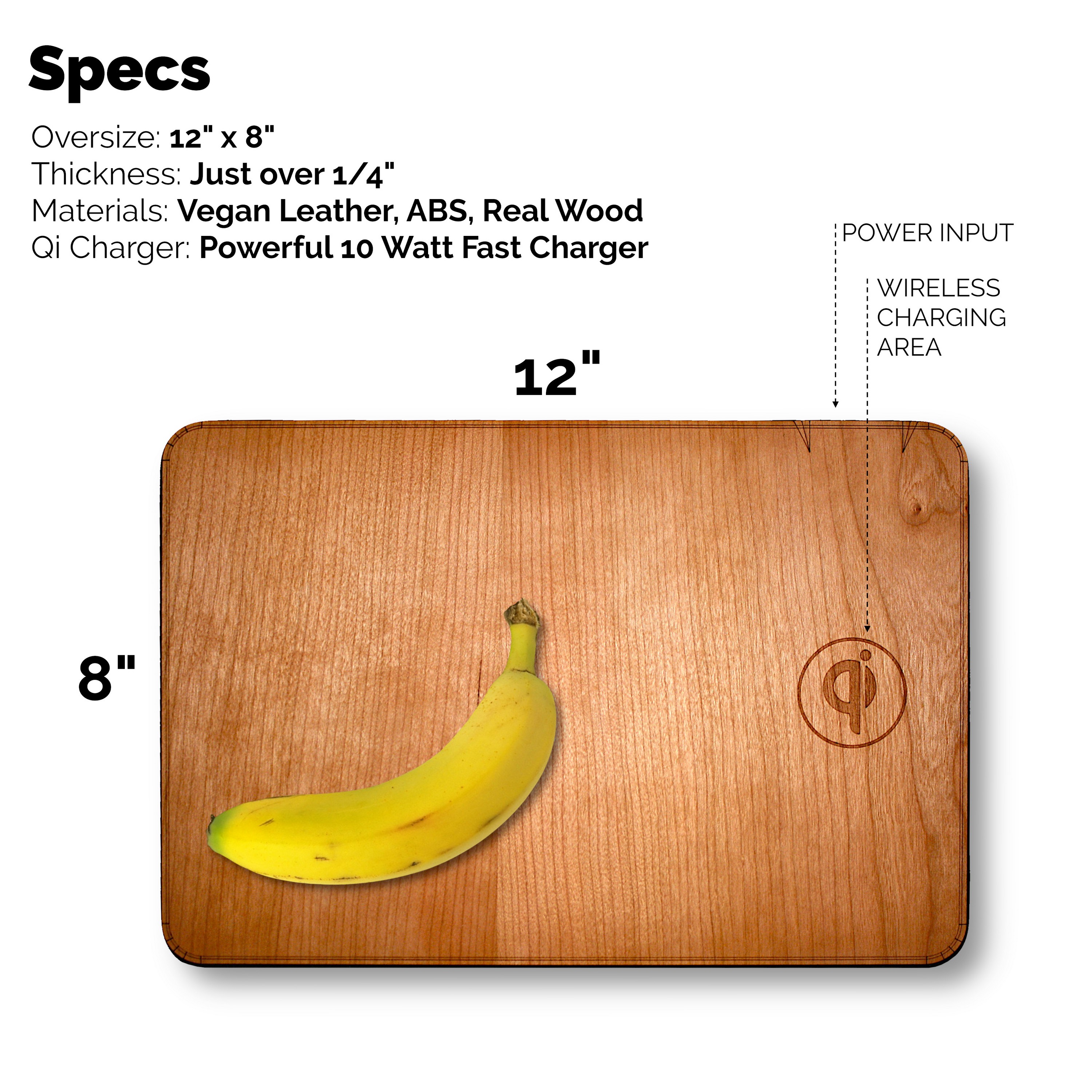 Oversize Wood Mousepad with 10 watt Qi Wireless Fast Charger (BALBOA) 1