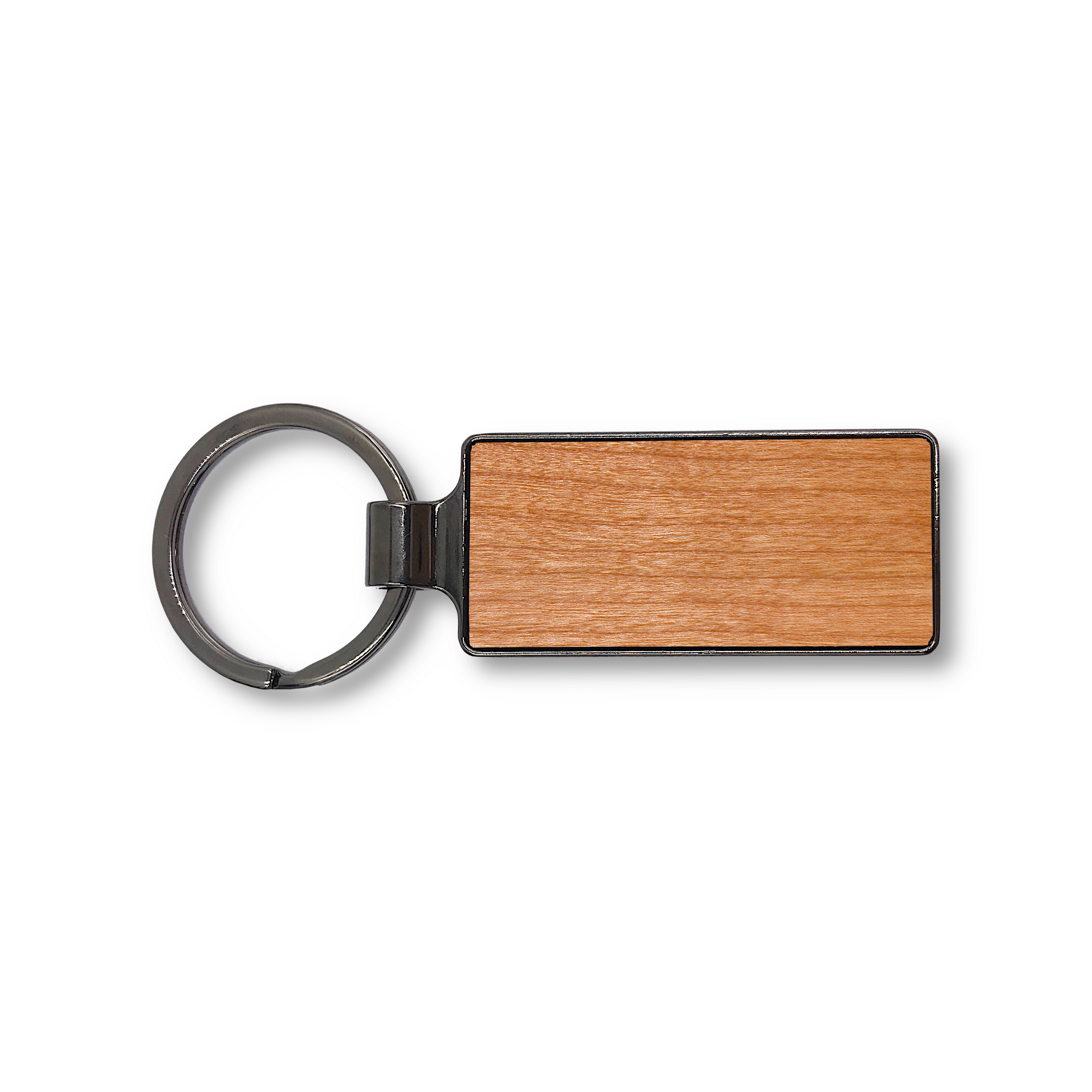 Premium Wood & Steel Keychain (Rectangular) 1