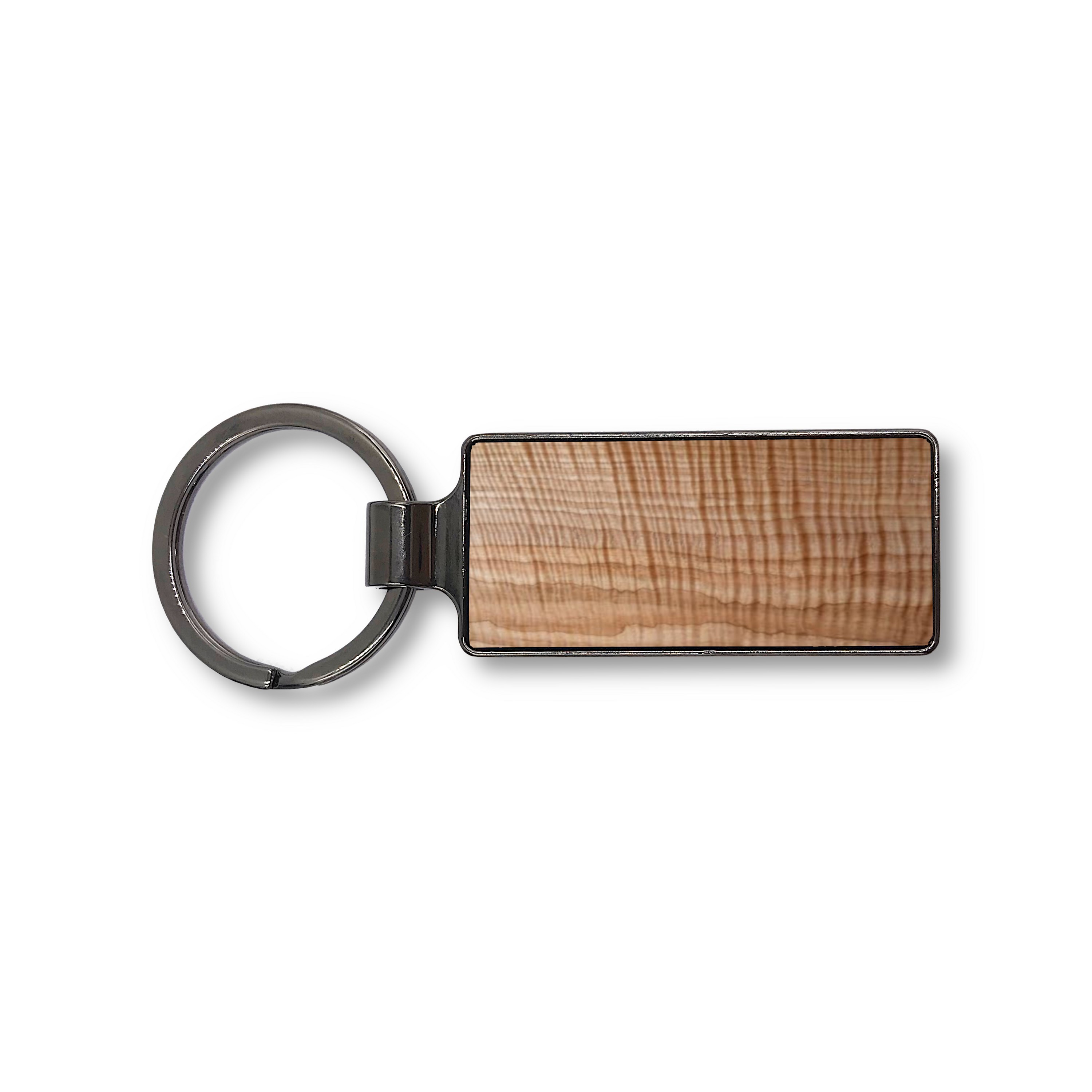 Premium Wood & Steel Keychain (Rectangular) 1