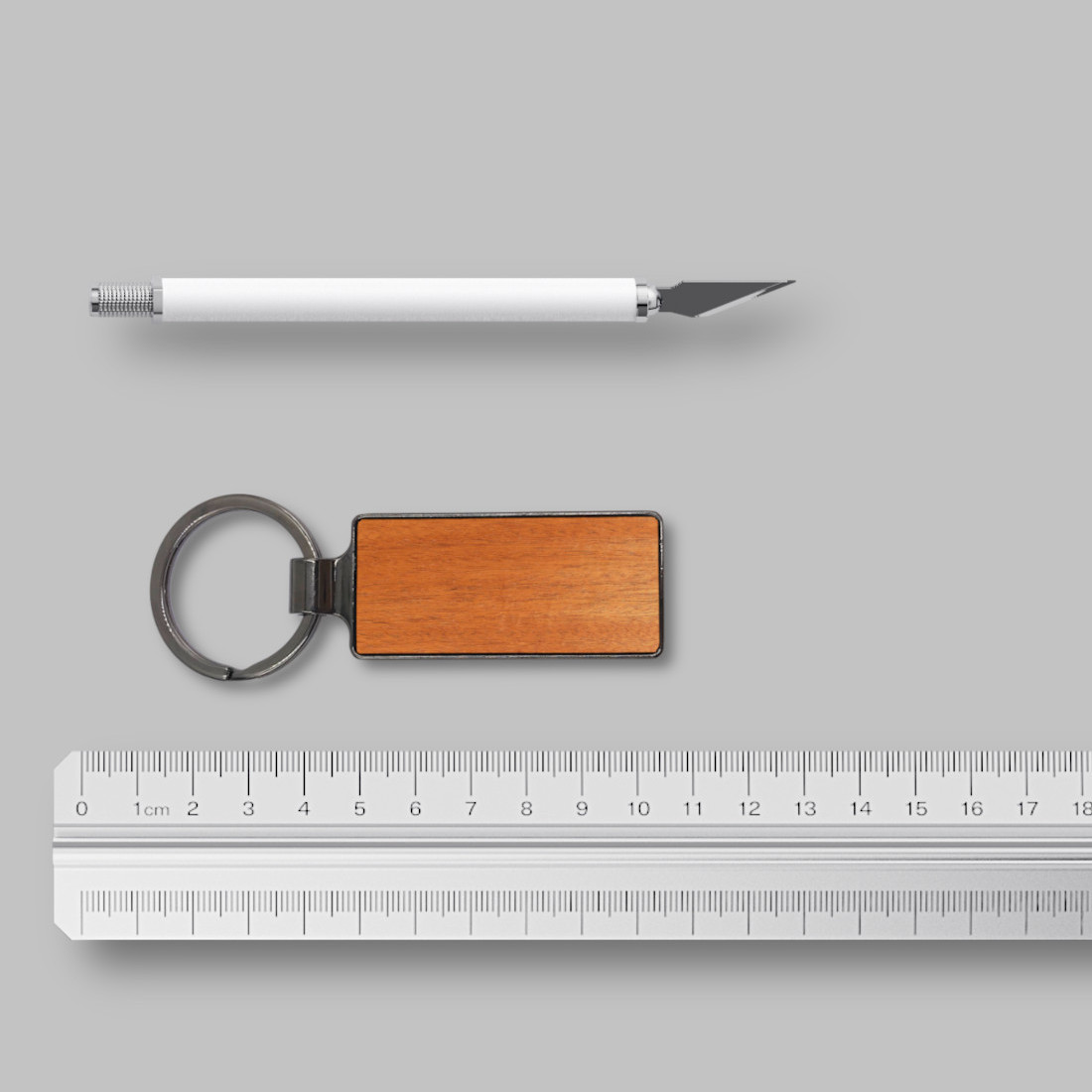 Premium Wood & Steel Keychain (Rectangular) 1