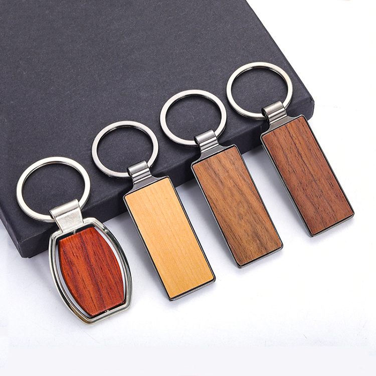 Premium Wood & Steel Keychain (Rectangular) 1
