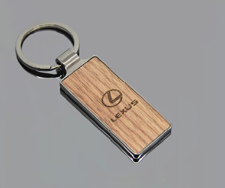 Premium Wood & Steel Keychain (Rectangular) 1