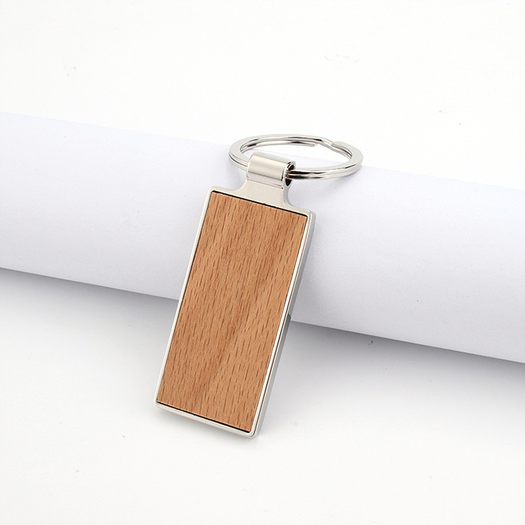 Premium Wood & Steel Keychain (Rectangular) 1