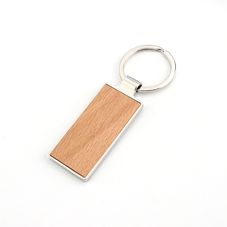 Premium Wood & Steel Keychain (Rectangular) 1