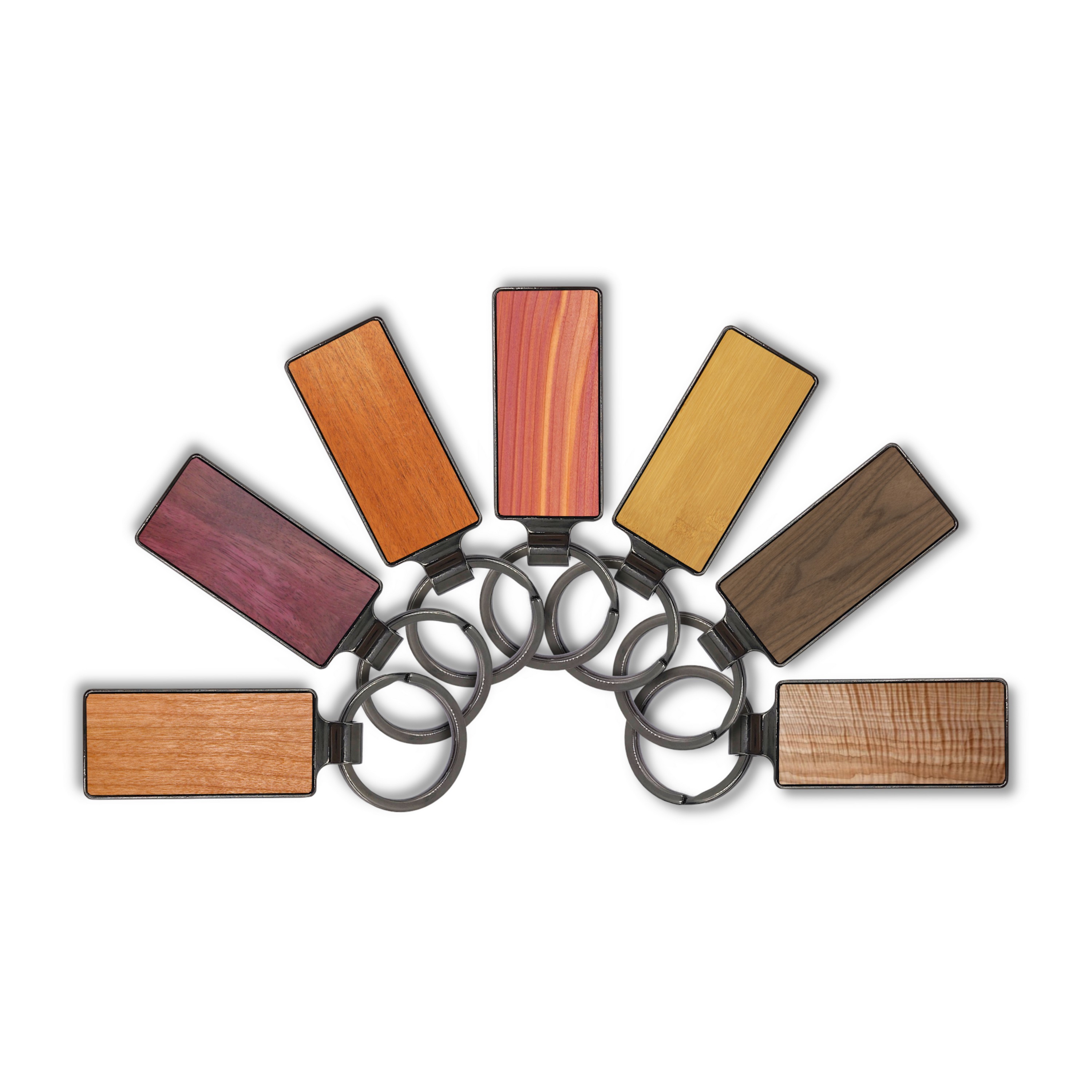 Premium Wood & Steel Keychain (Rectangular) 1