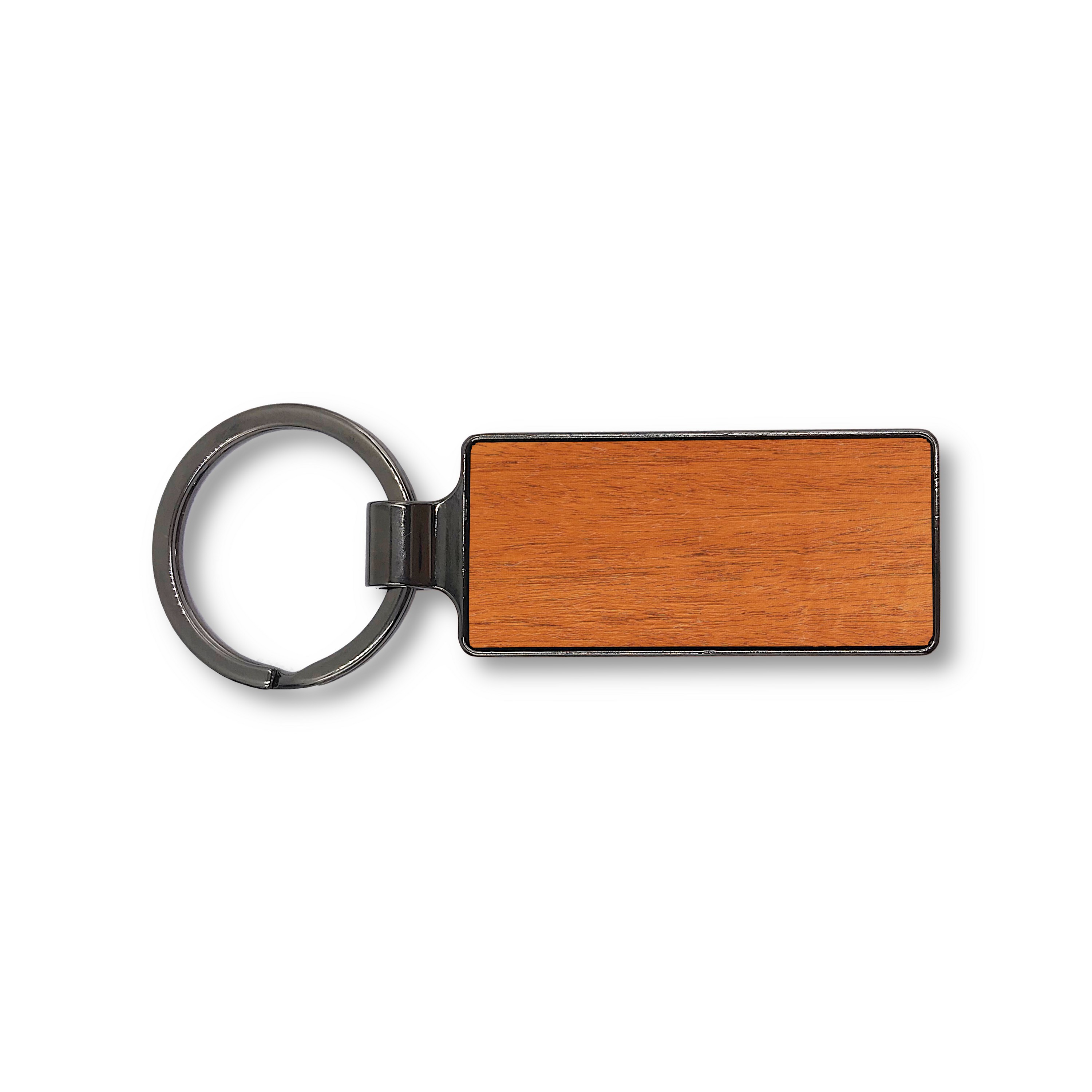 Premium Wood & Steel Keychain (Rectangular) 1