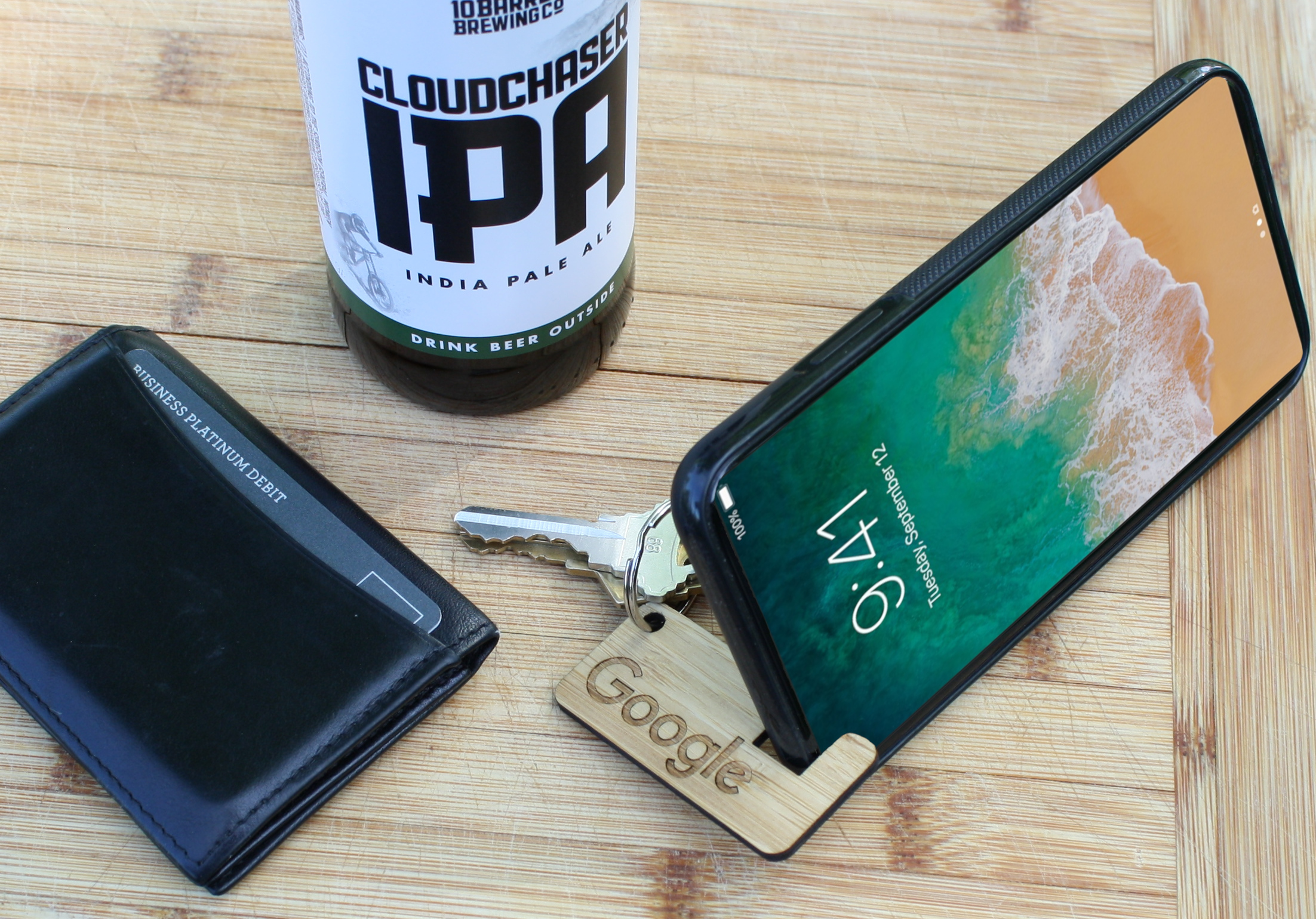 Keychain Bamboo Phone Stand 1