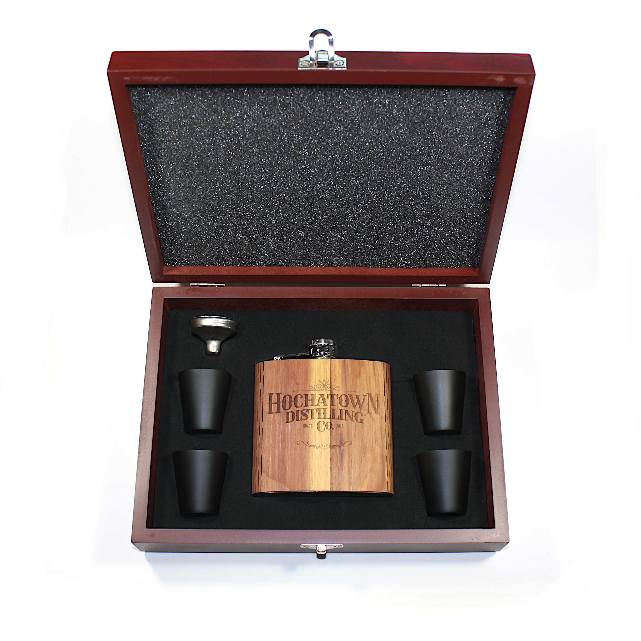 6 Oz. Wooden Hip Flask & Hardwood Premium Gift Box with Stainless Steel Accessories (PANTHER) 1