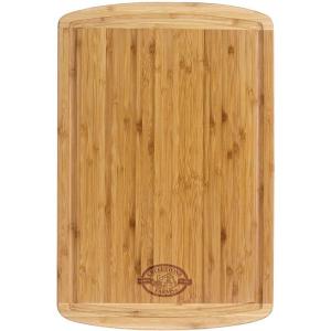 2-Tone Vertical Grain Grooved Bamboo Cutting Board - 18" 1 2-Tone Vertical Grain Grooved Bamboo Cutting Board - 18" 1