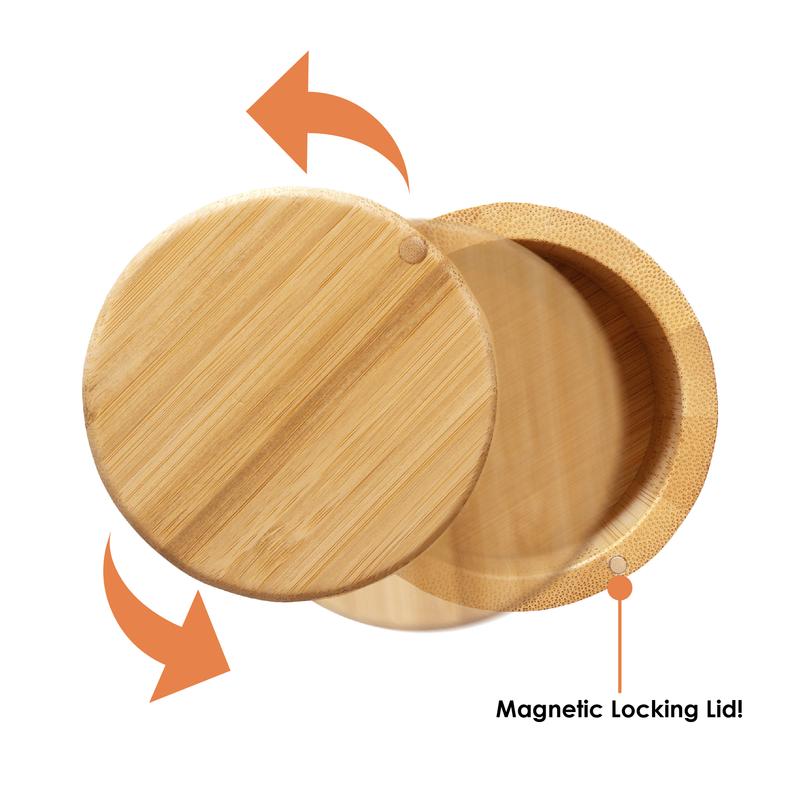6 oz. Round Bamboo Salt Box with Lid 1