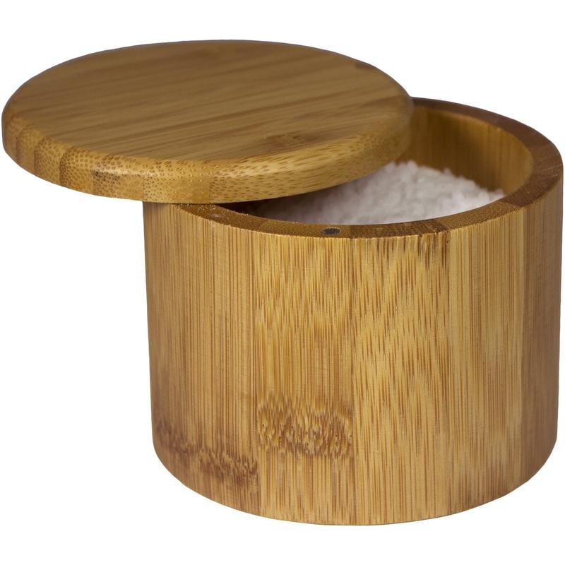 6 oz. Round Bamboo Salt Box with Lid 1