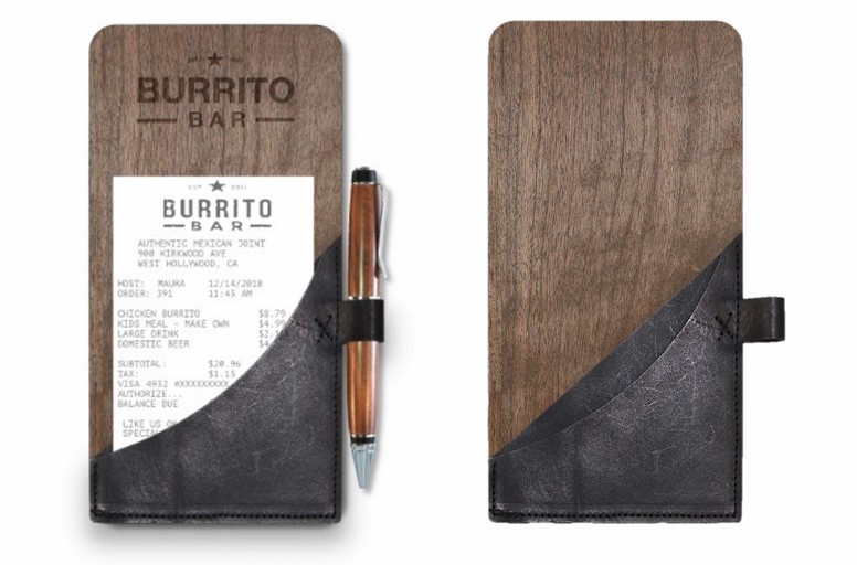 Restaurant Wood & Genuine Leather Bill/Check Presenter (NISQUALLY) 1