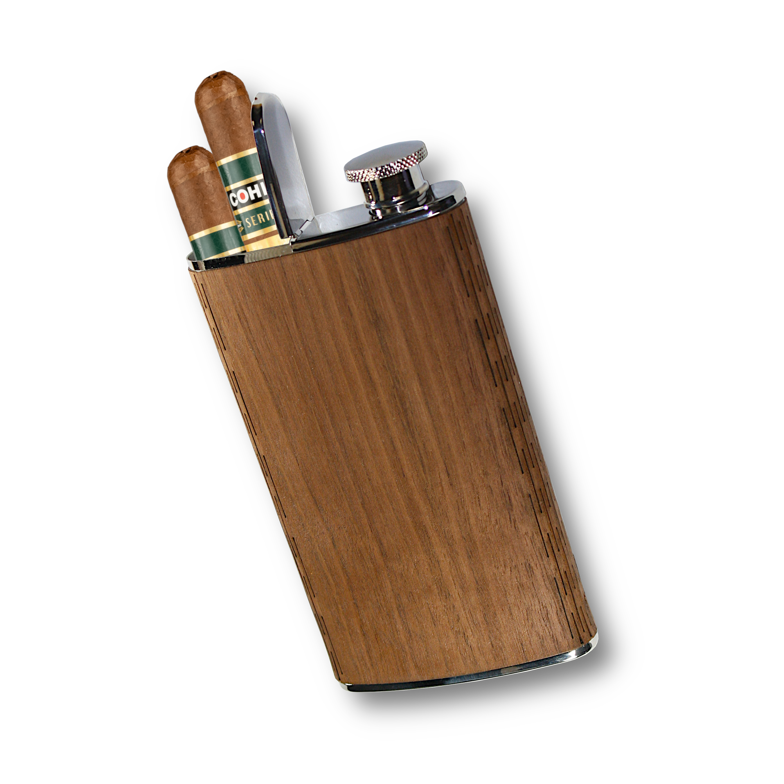 4 Oz. Wooden Cigar Flask (CRATER) 1